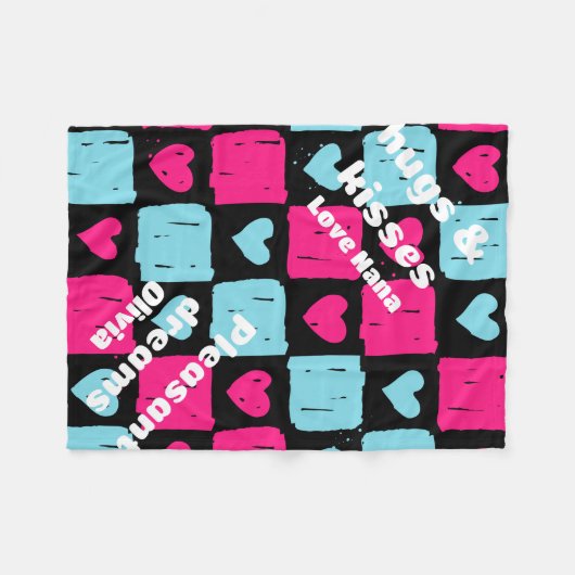Hugs und Küsse Fleecedecke (Vorderseite (Horizontal))