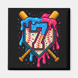 Hugvyn 7. Geburtstag Baseball Eis Drip Nummer Magnet