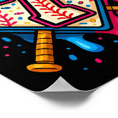 Hugvyn 7. Geburtstag Baseball Eis Drip Nummer Poster (Ecke)