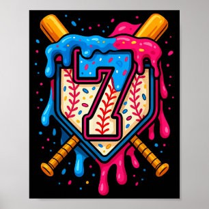 Hugvyn 7. Geburtstag Baseball Eis Drip Nummer Poster