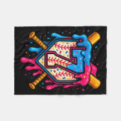 Hugvyn 7th Birthday Baseball Ice Cream Drip Number Fleecedecke (Vorderseite (Horizontal))