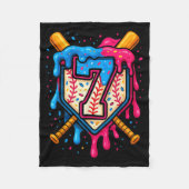 Hugvyn 7th Birthday Baseball Ice Cream Drip Number Fleecedecke (Vorderseite)