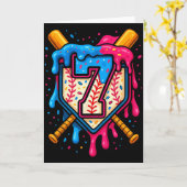 Hugvyn 7th Birthday Baseball Ice Cream Drip Number Karte (Gelbe Blume)