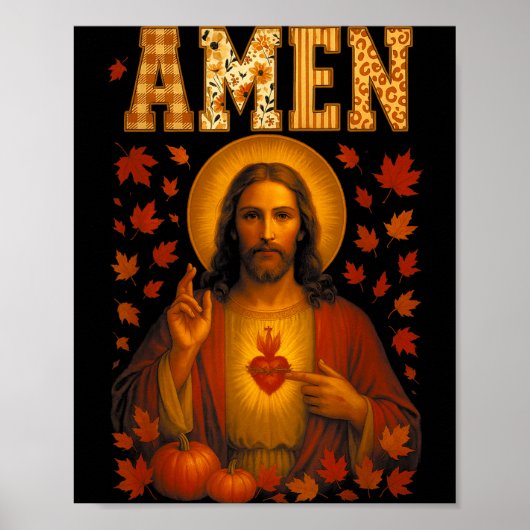 Hugvyn Amen Fall Jesus Christian Bible Verses Than Poster (Vorne)