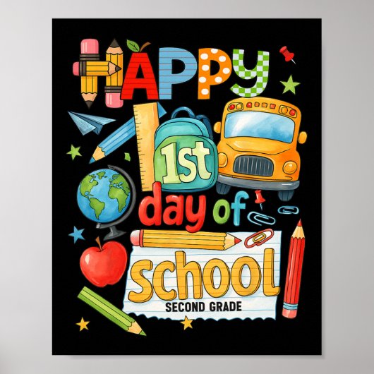 Hugvyn Back To School Second Grade Teacher 2nd Gra Poster (Vorne)