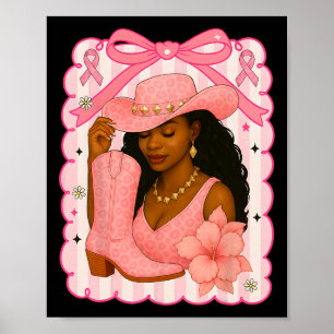 Hugvyn Breast Cancer Cowgirl Boot Pink Western Bla Poster