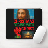 Hugvyn Christmas Begins With Christ Jesus Cross Ch Mousepad (Mit Mouse)