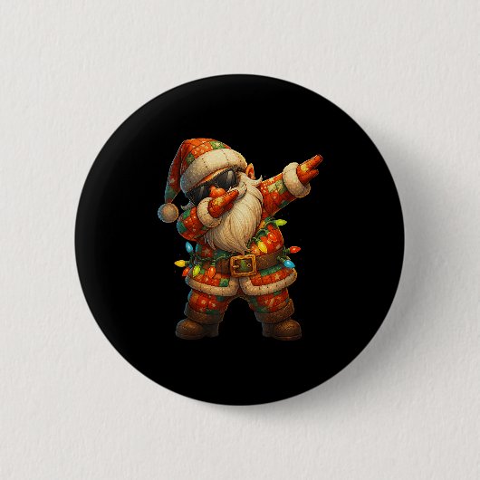 Hugvyn Christmas_ Patchwork Dabbing Santa Claus Xm Button (Vorderseite)