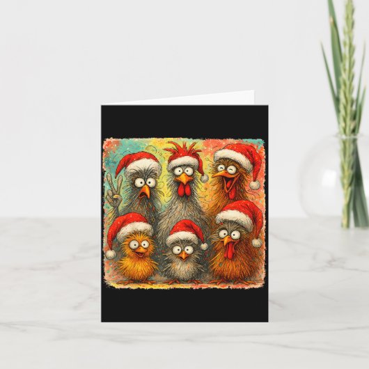 Hugvyn Christmas Santa Chicken Crazy Eagerlys Roos Karte (Vorderseite)