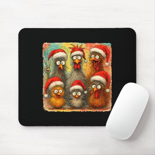 Hugvyn Christmas Santa Chicken Crazy Eagerlys Roos Mousepad (Mit Mouse)