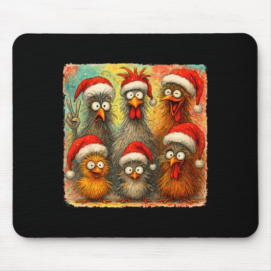 Hugvyn Christmas Santa Chicken Crazy Eagerlys Roos Mousepad (Vorne)
