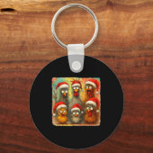 Hugvyn Christmas Santa Chicken Crazy Eagerlys Roos Schlüsselanhänger (Vorderseite)