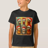 Hugvyn Christmas Santa Chicken Crazy Eagerlys Roos T-Shirt (Vorderseite)