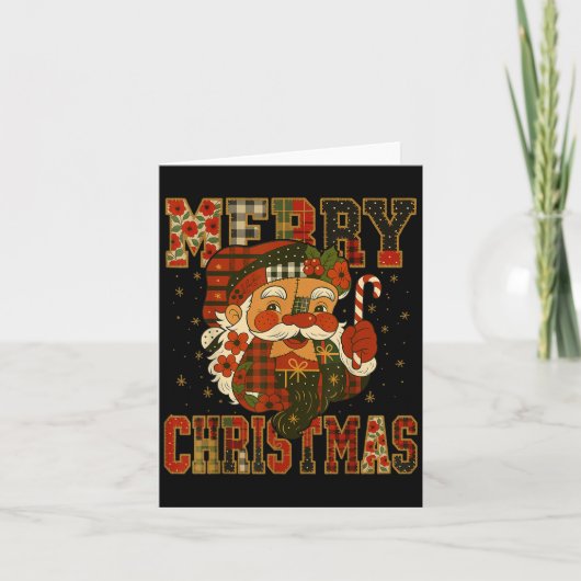 Hugvyn Christmas_ Santa Claus Patchwork Merry Chri Karte (Vorderseite)