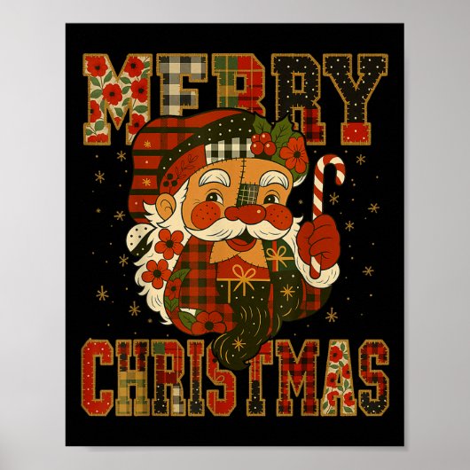 Hugvyn Christmas_ Santa Claus Patchwork Merry Chri Poster (Vorne)