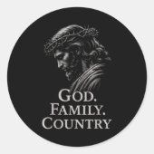 Hugvyn God Family Country Jesus Christian Faith Mi Runder Aufkleber (Vorderseite)