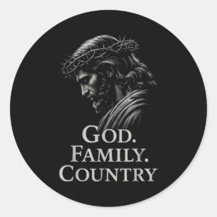 Hugvyn Gott Familie Land Jesus Christlicher Glaube Runder Aufkleber