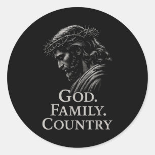Hugvyn Gott Familie Land Jesus Christlicher Glaube Runder Aufkleber