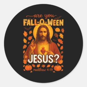 Hugvyn Halloween Bist du Fall-o-ween Jesus Christi Runder Aufkleber