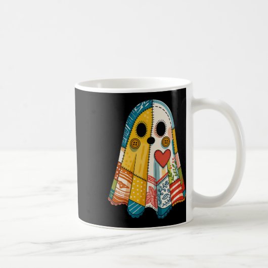 Hugvyn Halloween Patchwork Ghost Spooky Quilt Ghos Kaffeetasse (Rechts)