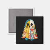 Hugvyn Halloween Patchwork Ghost Spooky Quilt Ghos Magnet (Vorderseite/Rückseite)