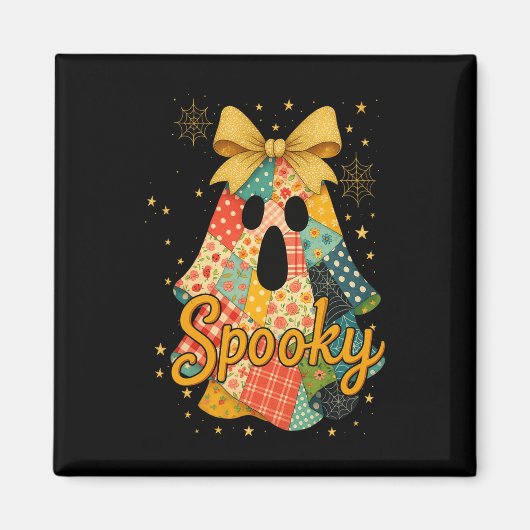 Hugvyn Halloween Patchwork Spooky Ghost Bow Preppy Magnet (Vorne)