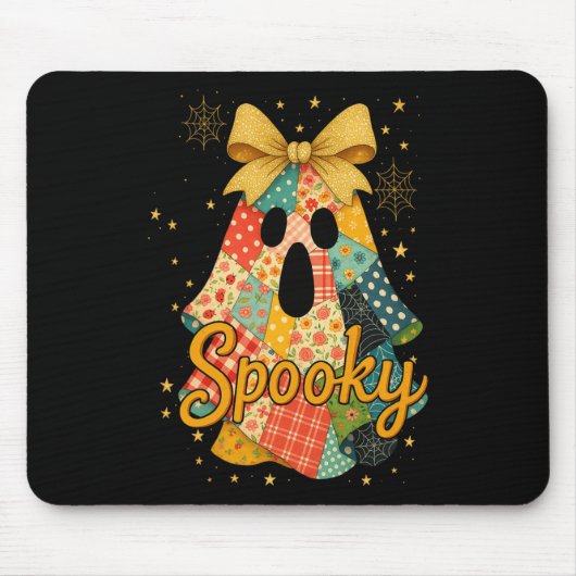 Hugvyn Halloween Patchwork Spooky Ghost Bow Preppy Mousepad (Vorne)