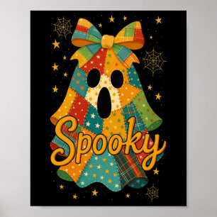Hugvyn Halloween Patchwork Spooky Ghost Bow Preppy Poster