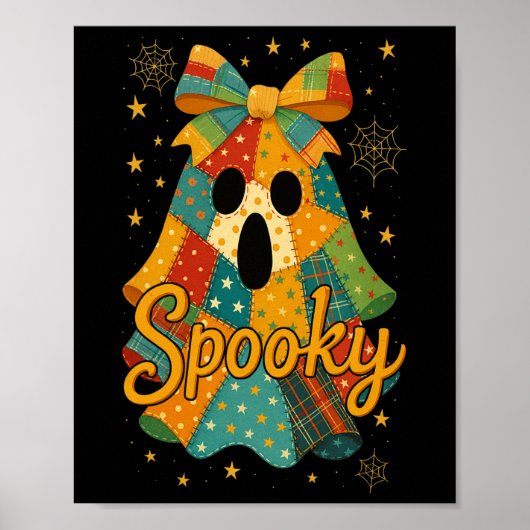 Hugvyn Halloween Patchwork Spooky Ghost Bow Preppy Poster (Vorne)