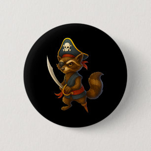 Hugvyn Halloween Pirate Raccoon Spooky Raccoon Cos Button