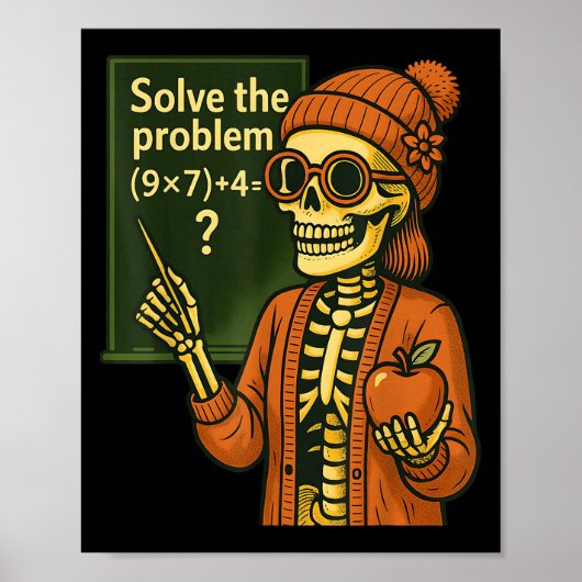 Hugvyn Halloween Skeleton Six Seven 67 Meme Pemdas Poster (Vorne)