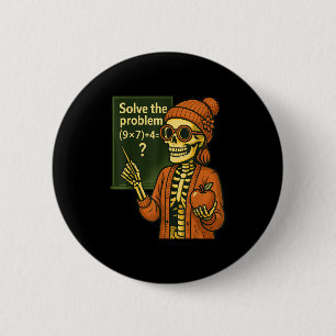 Hugvyn Halloween-Skelett Sechs Sieben 67 Meme Pemd Button