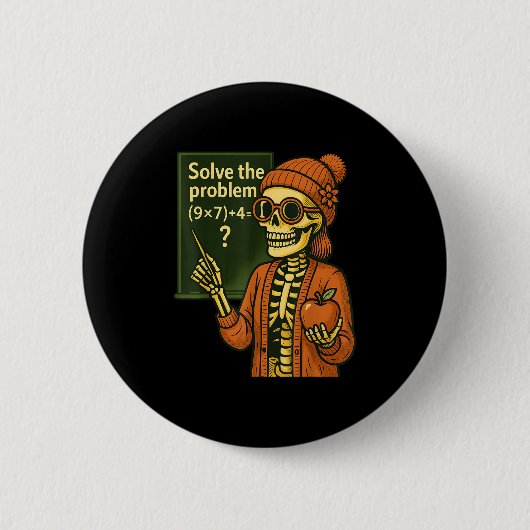 Hugvyn Halloween-Skelett Sechs Sieben 67 Meme Pemd Button (Vorderseite)