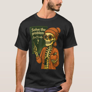 Hugvyn Halloween-Skelett Sechs Sieben 67 Meme Pemd T-Shirt