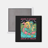 Hugvyn Halloween Zombie Float Flamingo Magnet (Vorderseite/Rückseite)