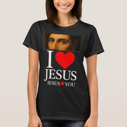 Hugvyn I Love Jesus I Heart Jesus Faith American C T-Shirt (Vorderseite)
