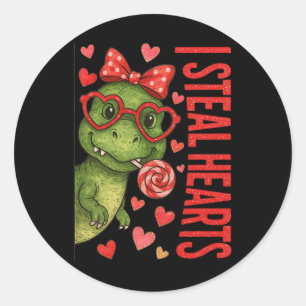Hugvyn I Steal Hearts Jungen T Rex Valentinstag Di Runder Aufkleber