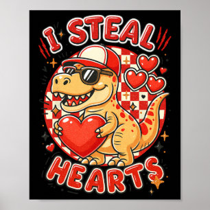 Hugvyn I Steal Hearts Valentinstag Jungen Dinosaur Poster