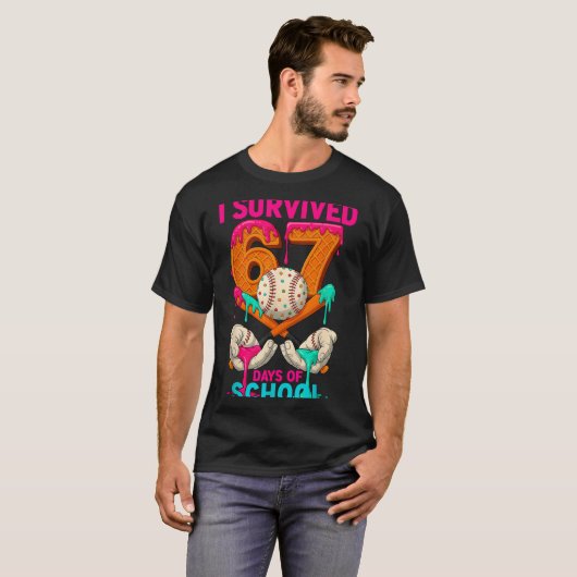 Hugvyn I Survived 67 Days Of School Ice Cream Six T-Shirt (Vorne ganz)