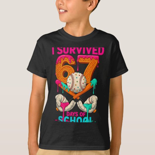 Hugvyn I Survived 67 Days Of School Ice Cream Six T-Shirt (Vorderseite)