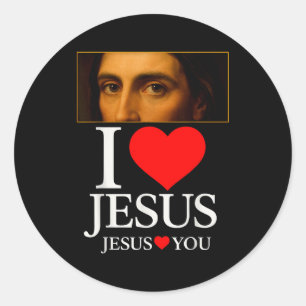 Hugvyn Ich liebe Jesus Ich liebe Jesus Glaube Amer Runder Aufkleber