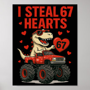 Hugvyn Ich stehle 67 Herzen Valentinstag Dinosauri Poster