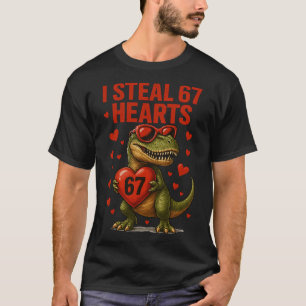 Hugvyn Ich stehle 67 Herzen Valentinstag Dinosauri T-Shirt