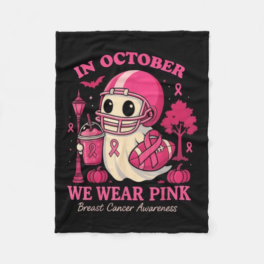 Hugvyn In October We Wear Nk Ghost Halloween Breas Fleecedecke (Vorderseite)