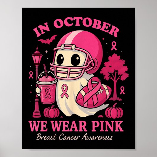 Hugvyn In October We Wear Nk Ghost Halloween Breas Poster (Vorne)