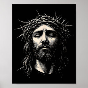 Hugvyn Jesus Christliches Gesicht Dornenkrone Reli Poster