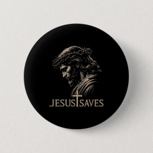 Hugvyn Jesus rettet minimalistischer christlicher  Button