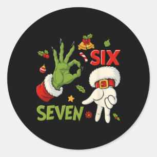 Hugvyn Lustig Six Seven Meme Weihnachten Santa Spr Runder Aufkleber