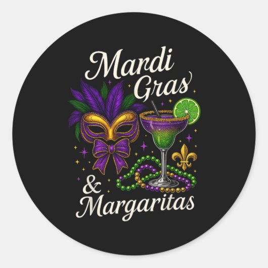 Hugvyn Mardi Gras And Margaritas Louisiana New Orl Runder Aufkleber (Vorderseite)