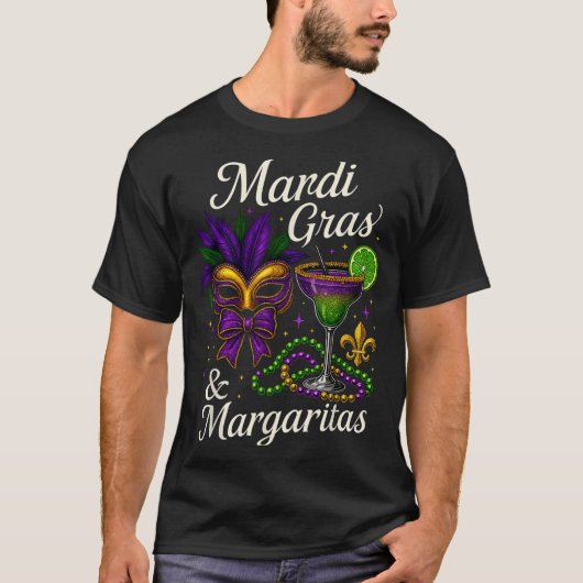 Hugvyn Mardi Gras And Margaritas Louisiana New Orl T-Shirt (Vorderseite)
